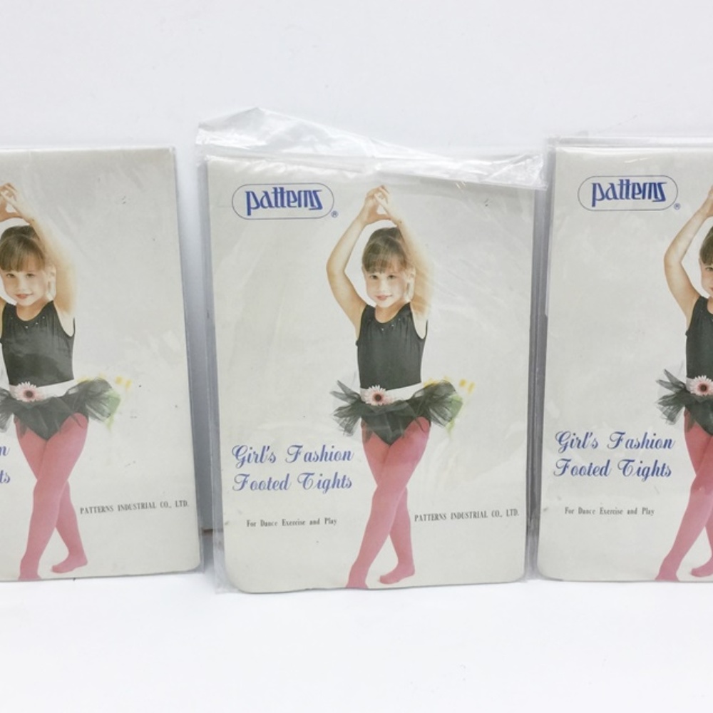 Girls Tights Fashion Footed Stocking 3 Pair Pink Blk White Small 1-3 Year New